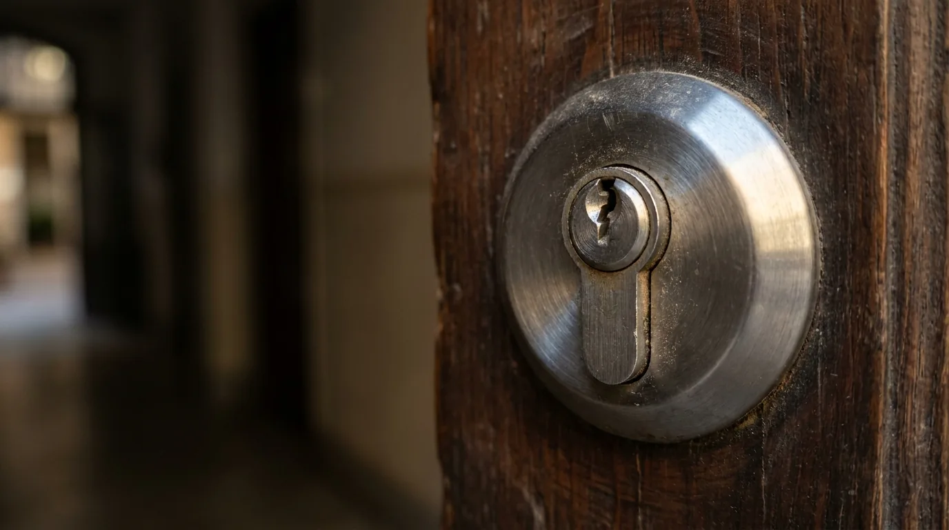 Cerrajero de Leva reforzando la seguridad de la puerta de una vivienda en Valladolid